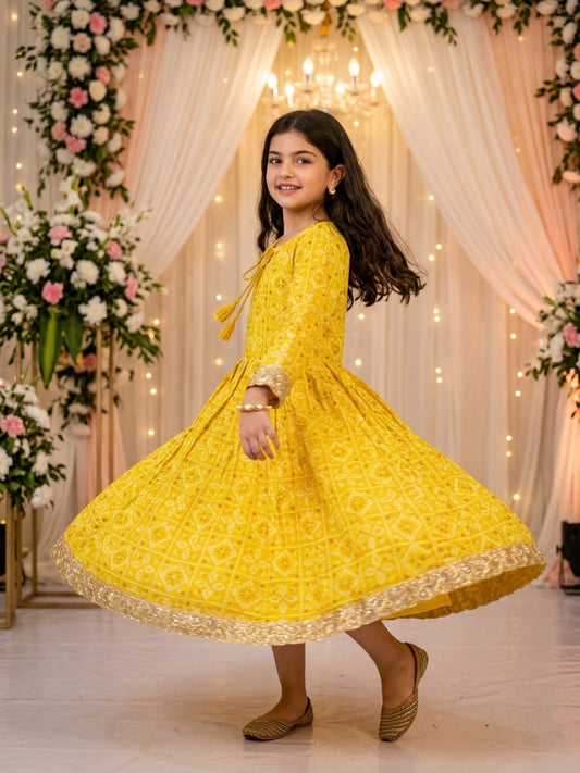 Girl’s A-Line Midi Dress – Cotton Festive Wear