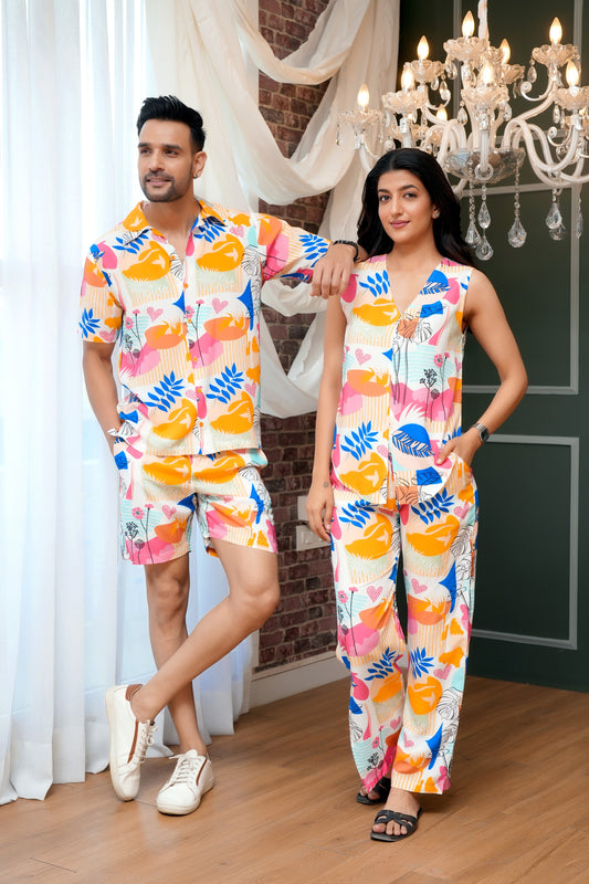 Couple Vacation Outfits – Matching Tropical Shirt & Dress For Holidays