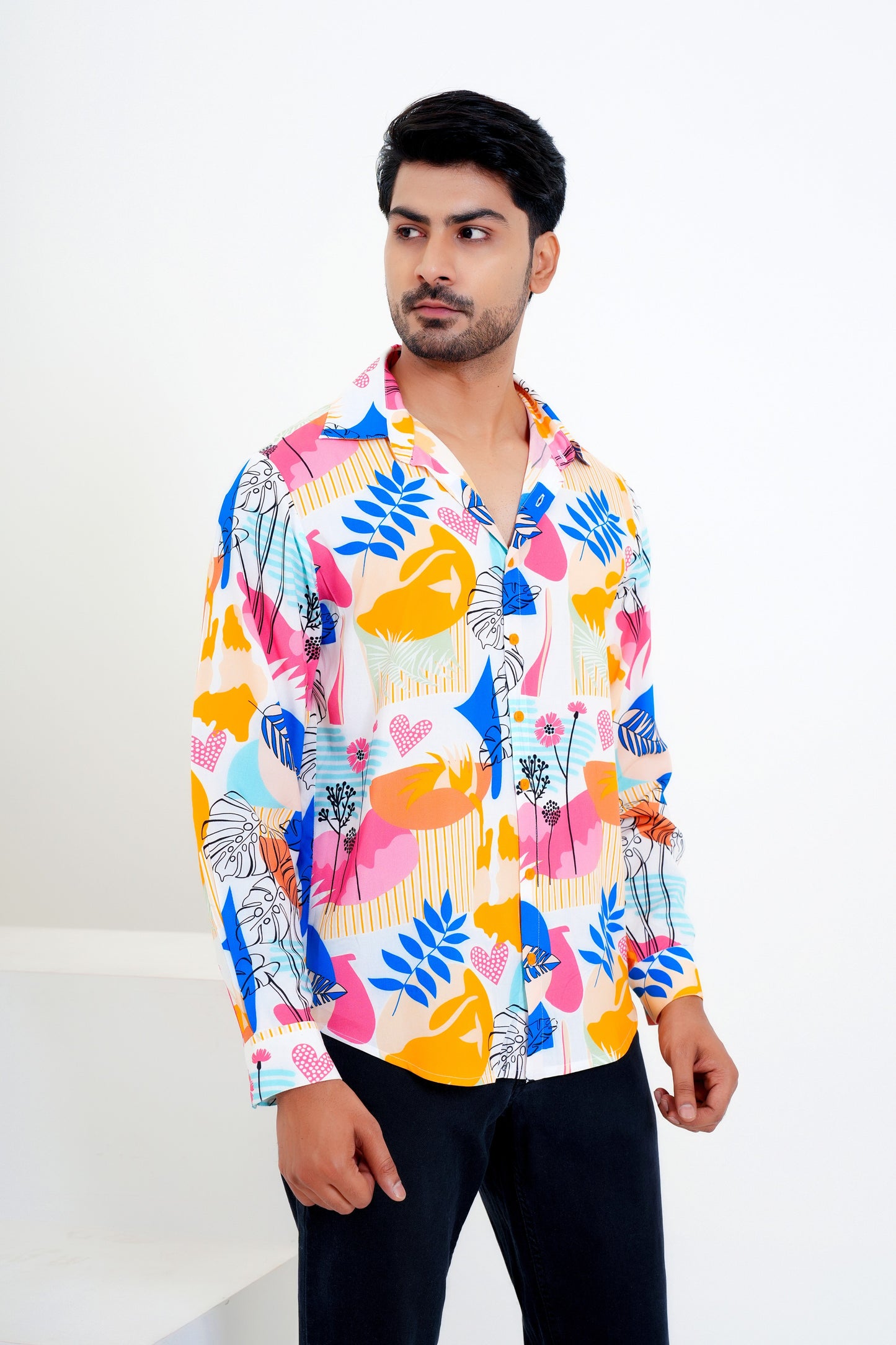 Men’S Tropical Print Shirt – Full Sleeve Holiday Shirt For Coastal Getaways