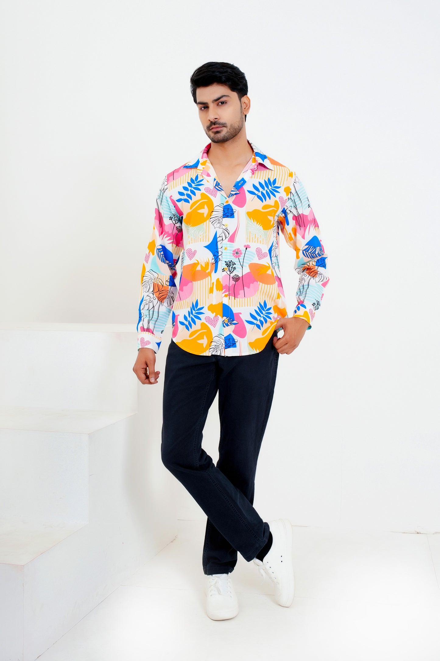 Men’S Tropical Print Shirt – Full Sleeve Holiday Shirt For Coastal Getaways