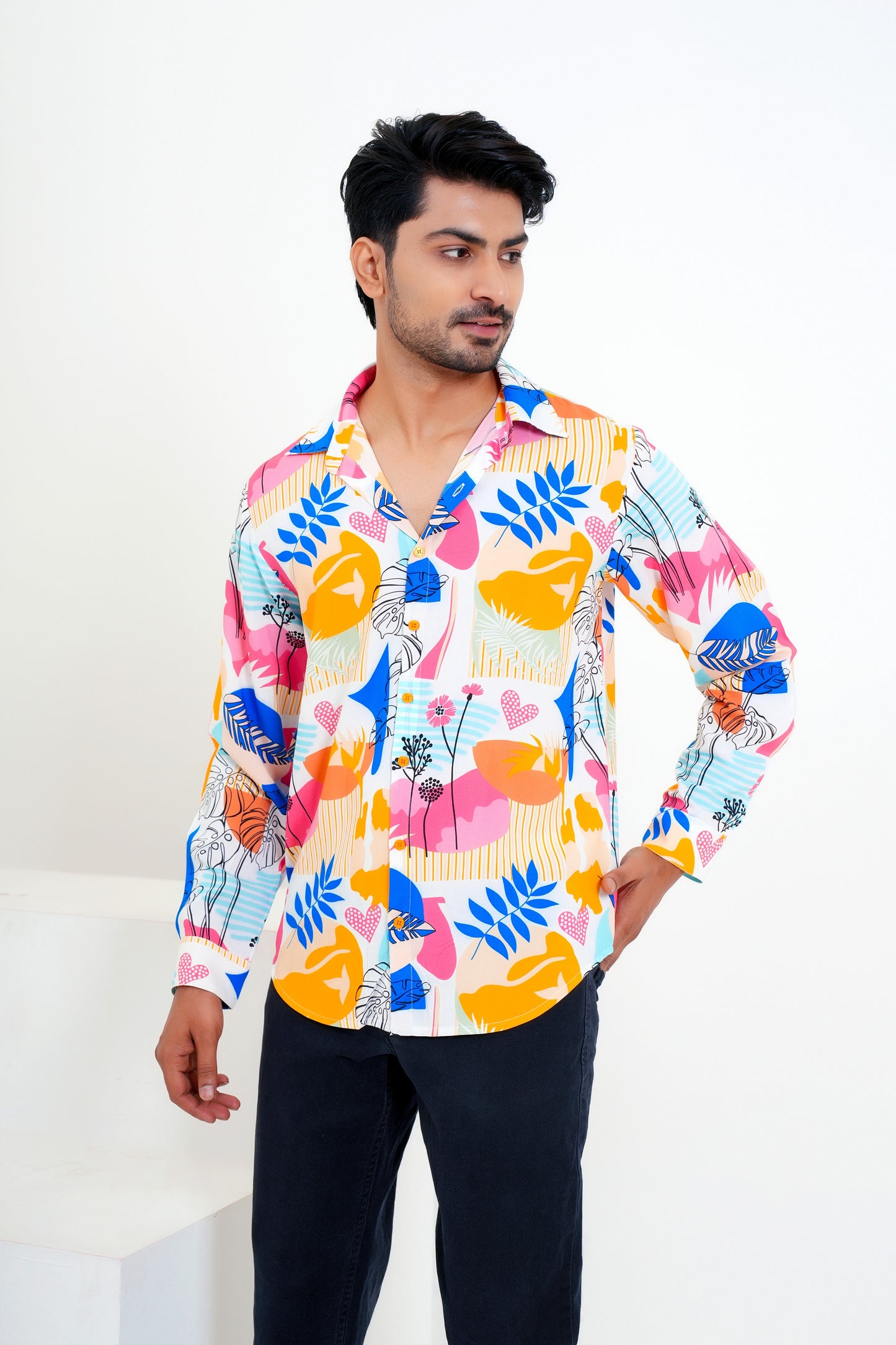 Men’S Tropical Print Shirt – Full Sleeve Holiday Shirt For Coastal Getaways