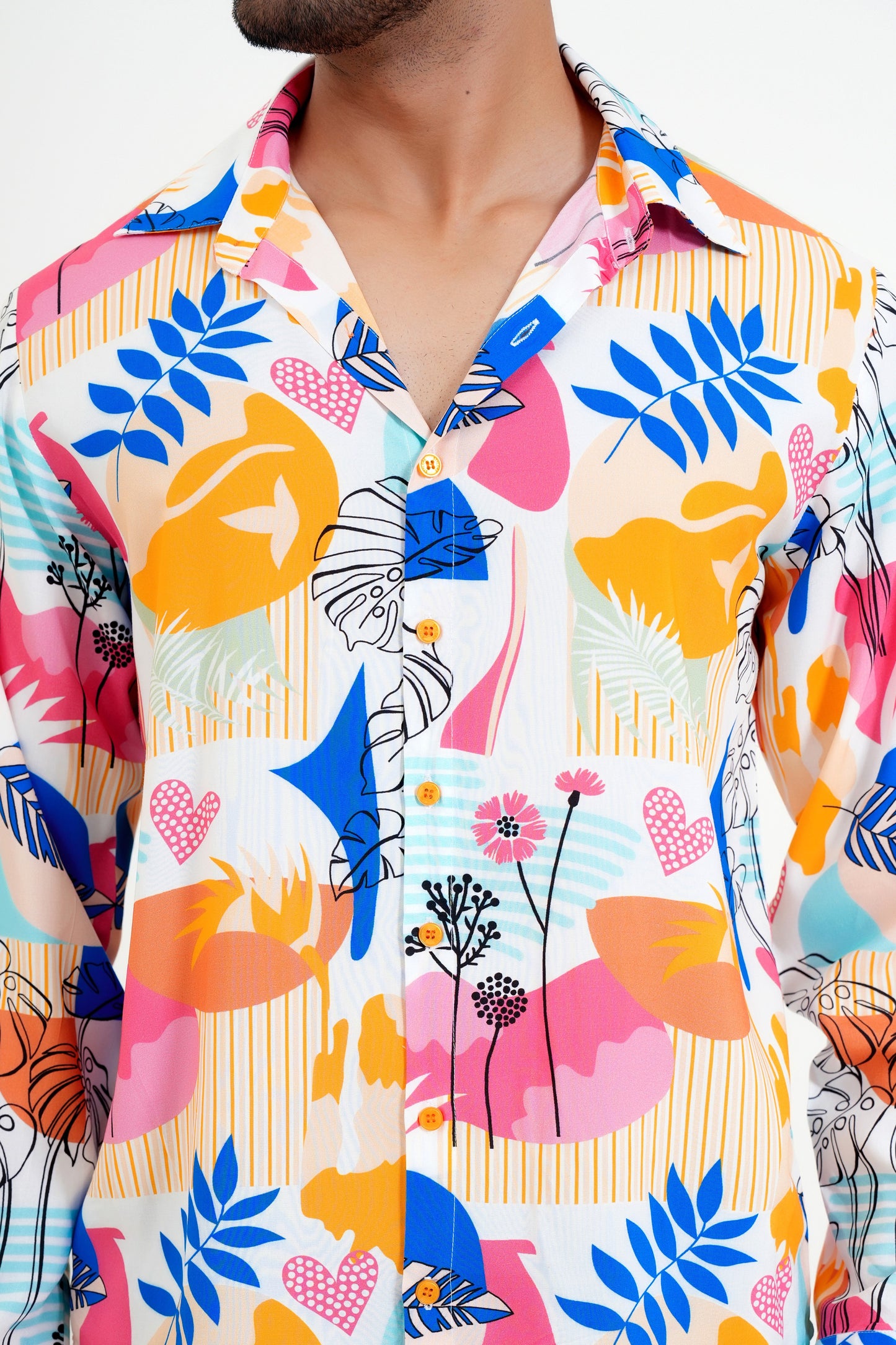 Men’S Tropical Print Shirt – Full Sleeve Holiday Shirt For Coastal Getaways