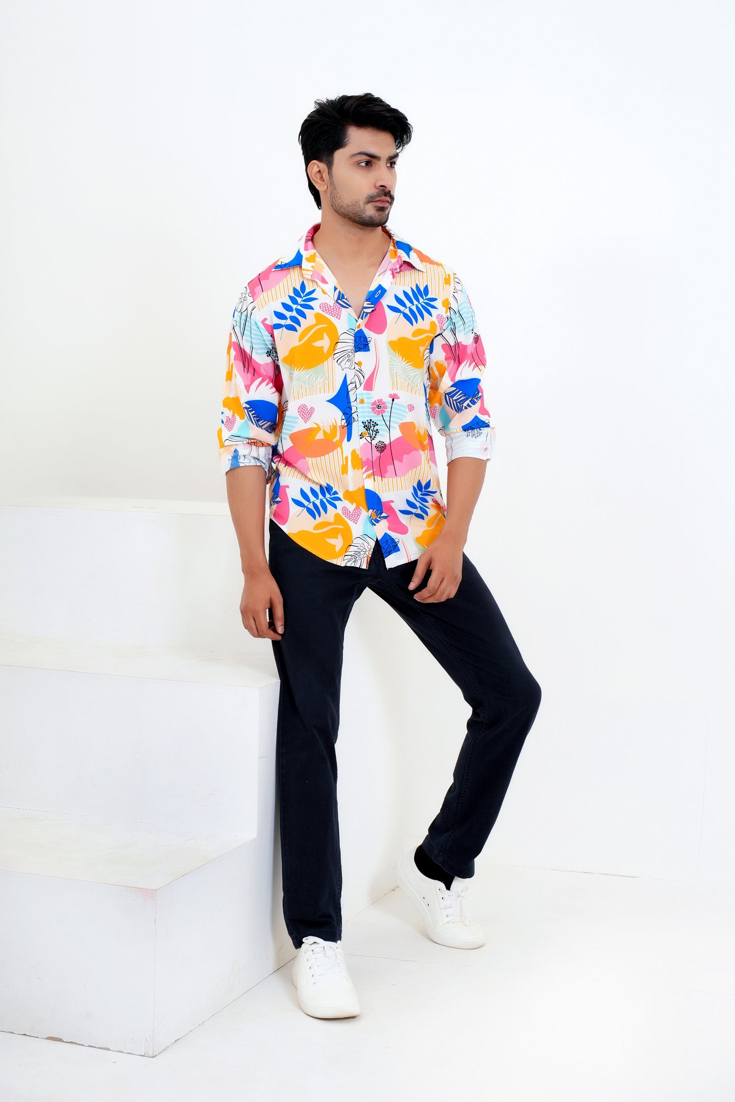 Men’S Tropical Print Shirt – Full Sleeve Holiday Shirt For Coastal Getaways