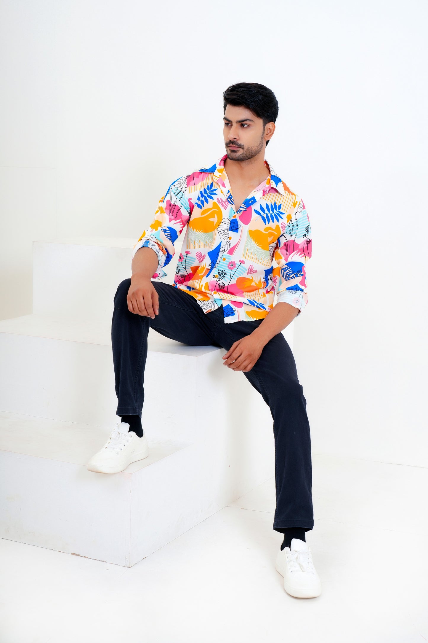 Men’S Tropical Print Shirt – Full Sleeve Holiday Shirt For Coastal Getaways