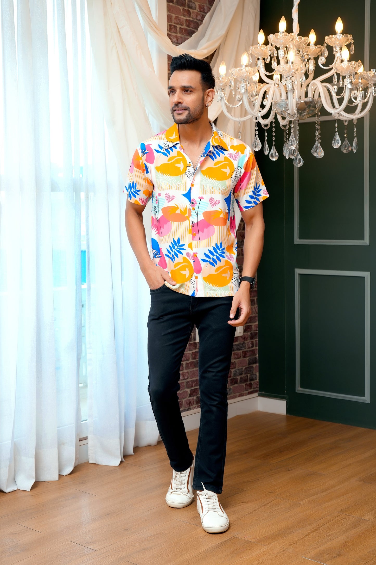 Men’S Tropical Print Shirt – Short Sleeve Shirt For Beach Resort Wear
