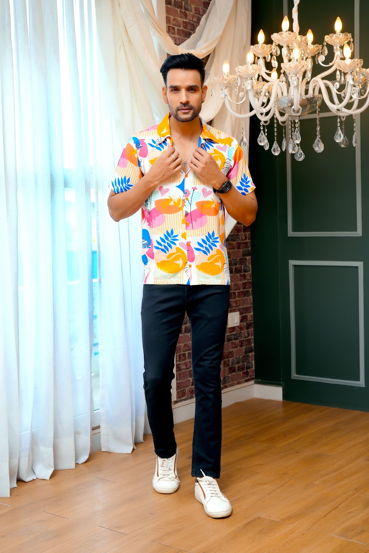 Men’S Tropical Print Shirt – Short Sleeve Shirt For Beach Resort Wear