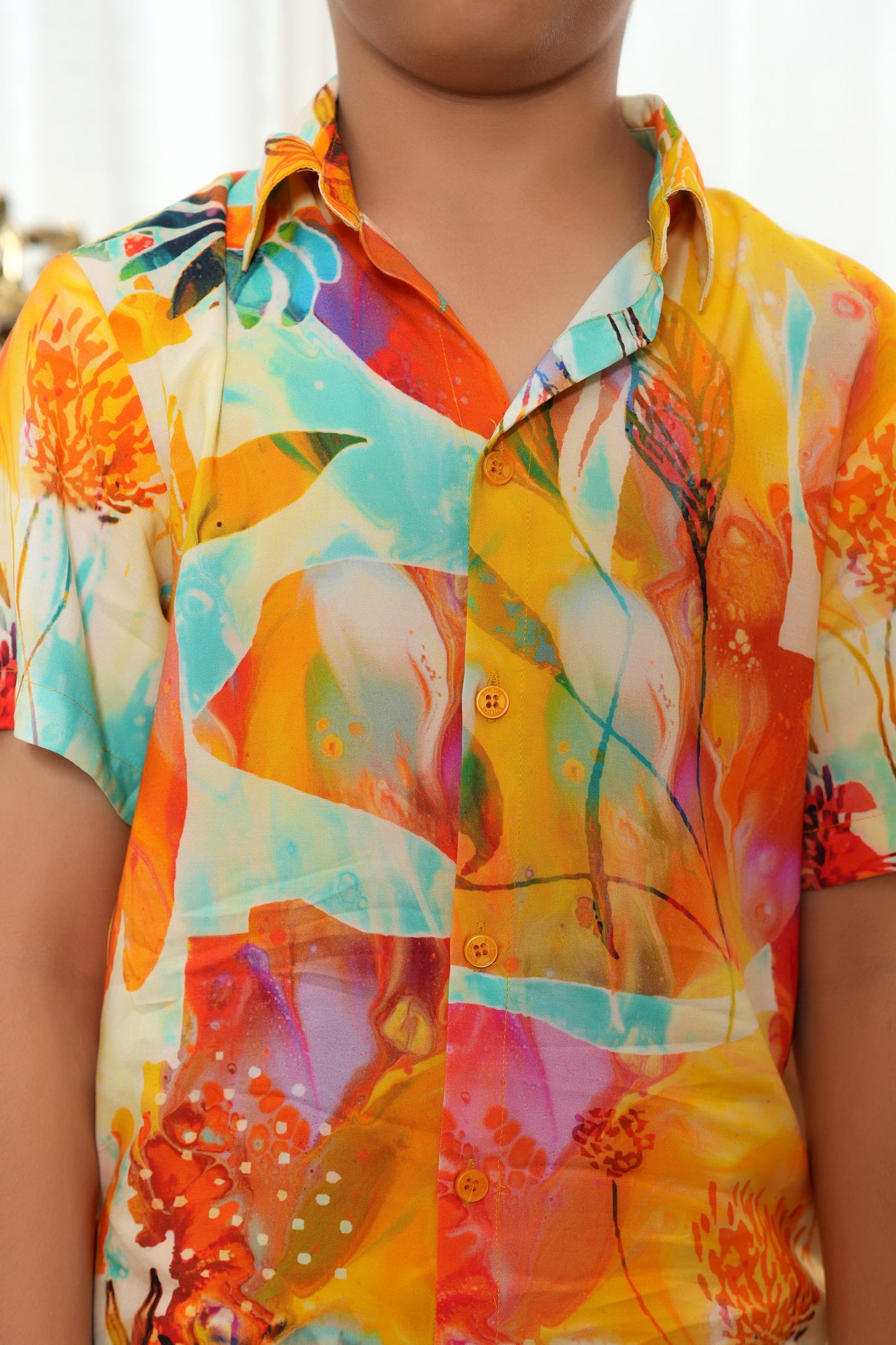 Boy’s Yellow Floral Co-Ord Set – Shirt & Shorts Summer Beach Outfit