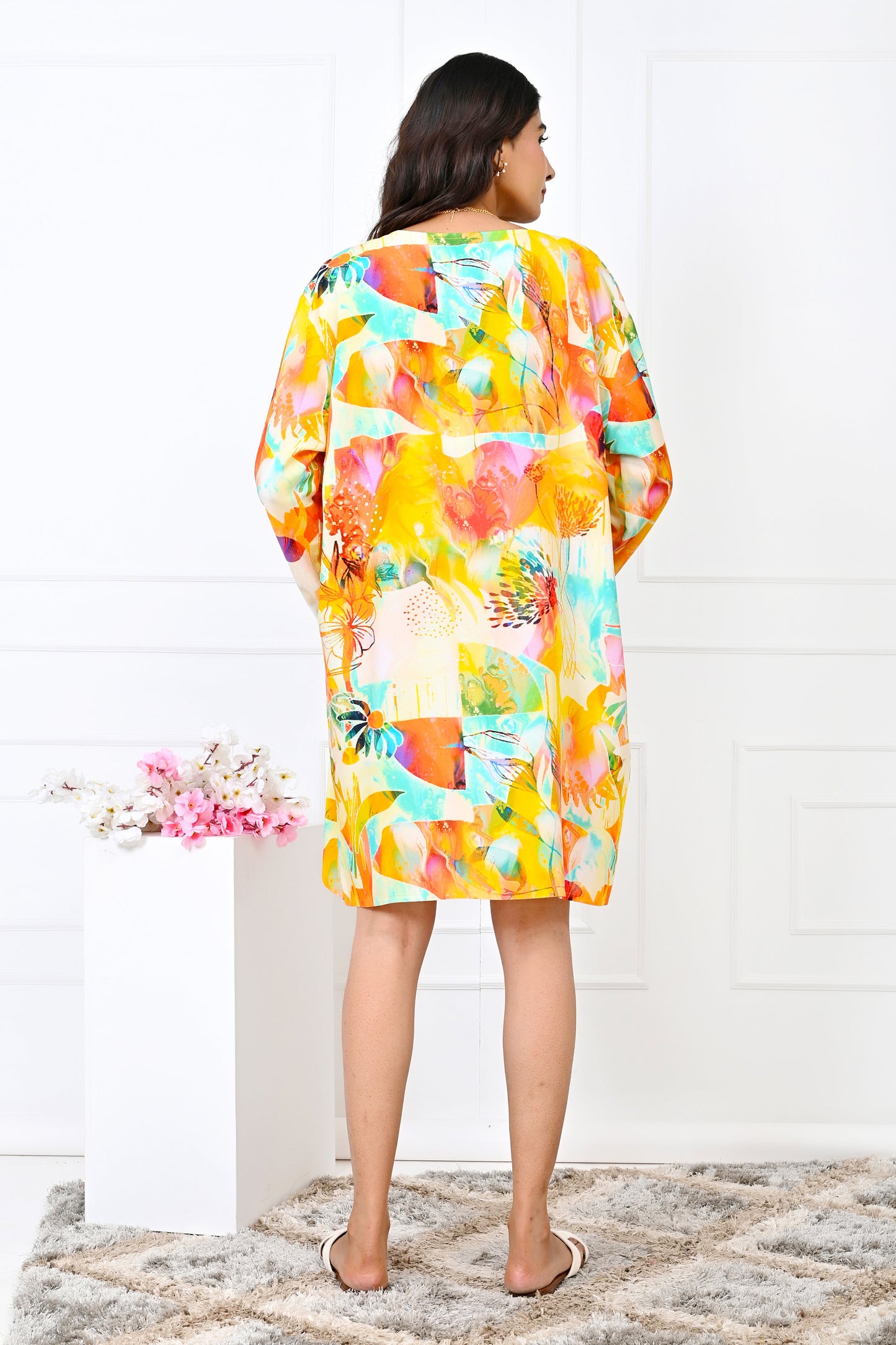 Women’s Yellow Floral Co-Ord Set – Shirt & Shorts Beachwear