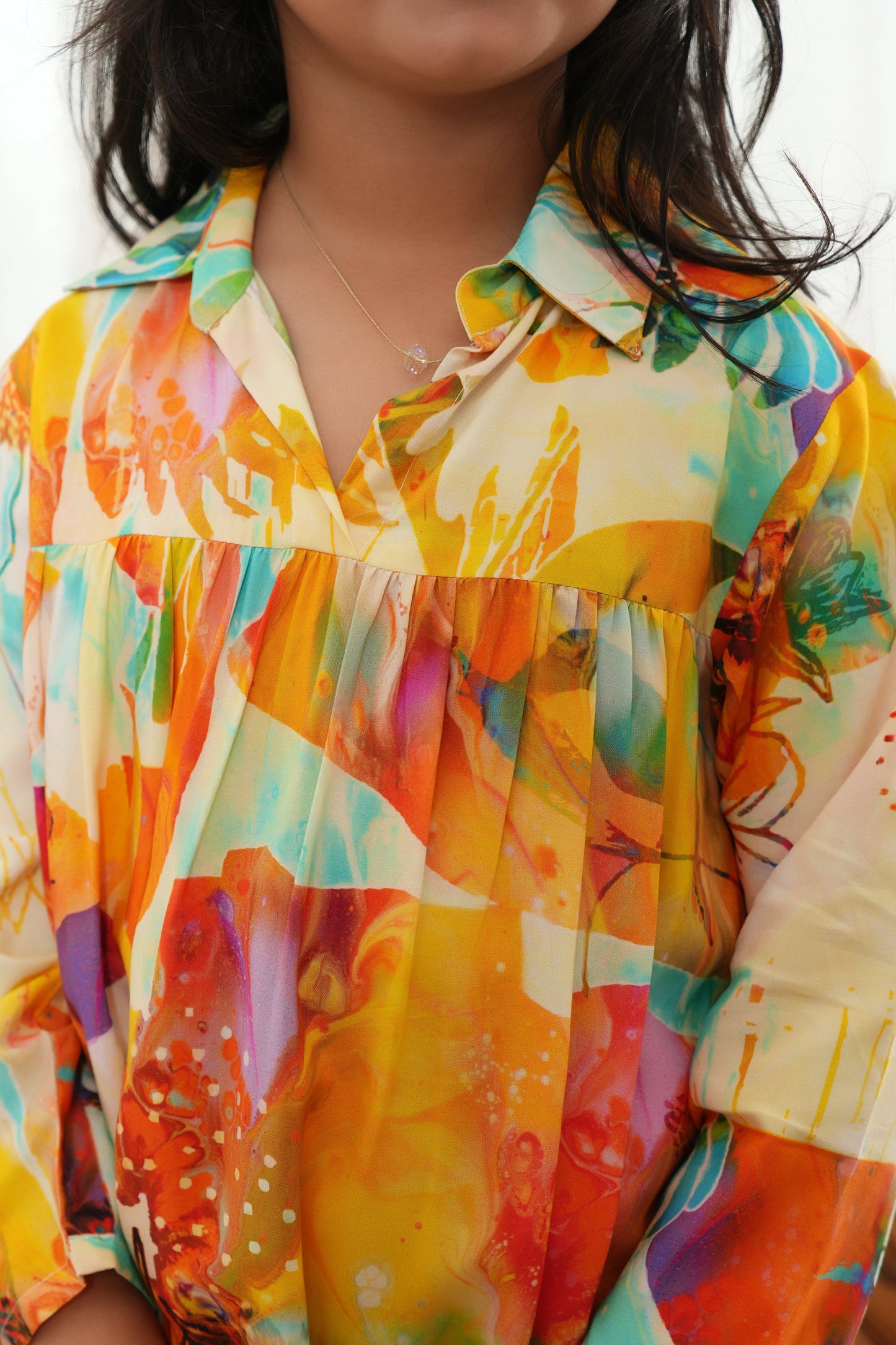 Girl’s Yellow Floral Kurta Midi Dress – Sleeveless Summer Outfit