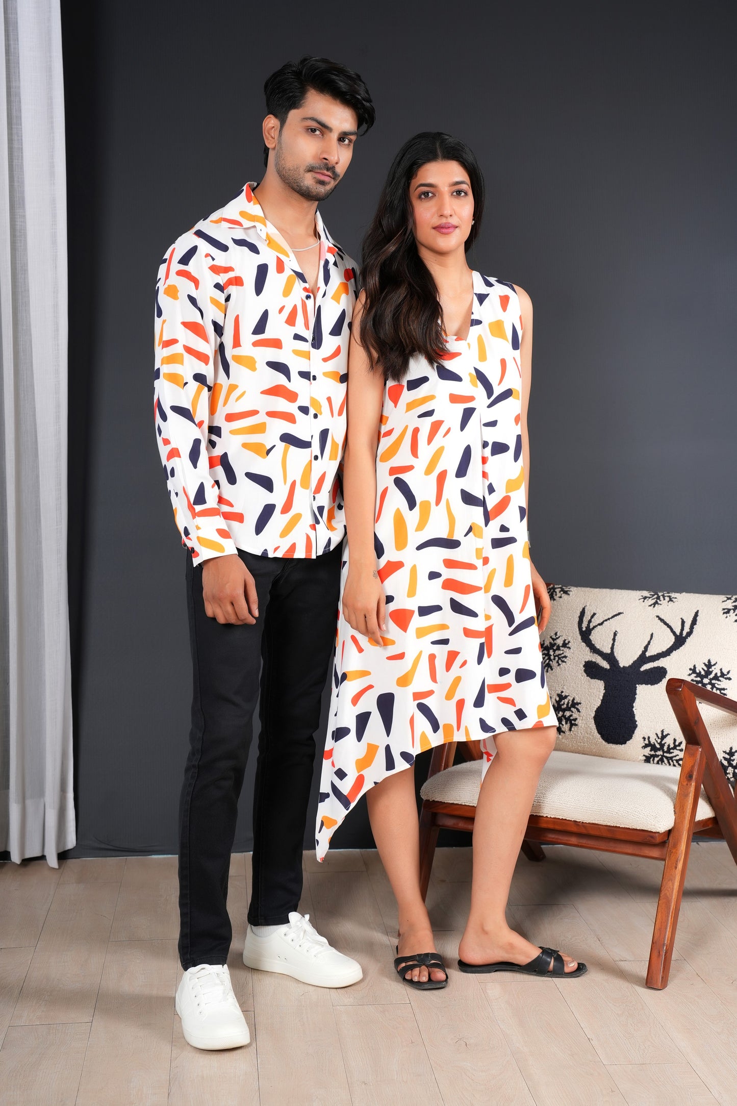 Couple Matching Outfits – Tropical Viscose Vacation Resort Wear Set