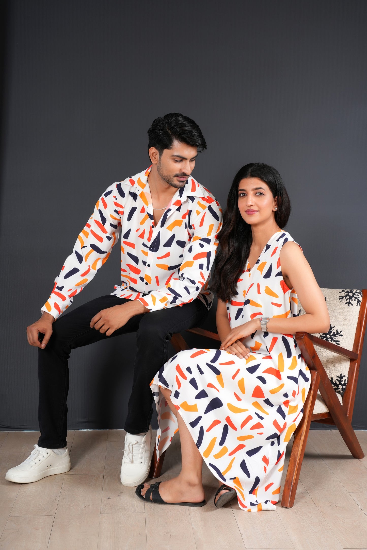 Couple Matching Outfits – Tropical Viscose Vacation Resort Wear Set