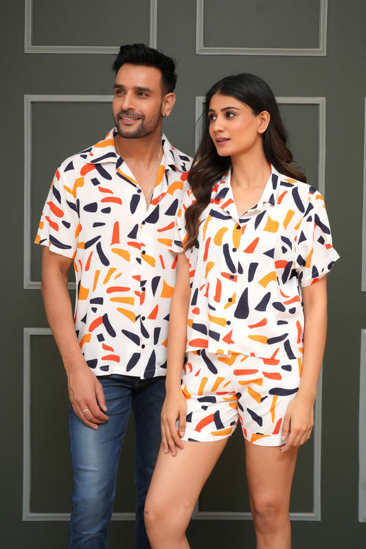 Matching Holiday Outfits for Couples – Printed Tropical Resort Wear