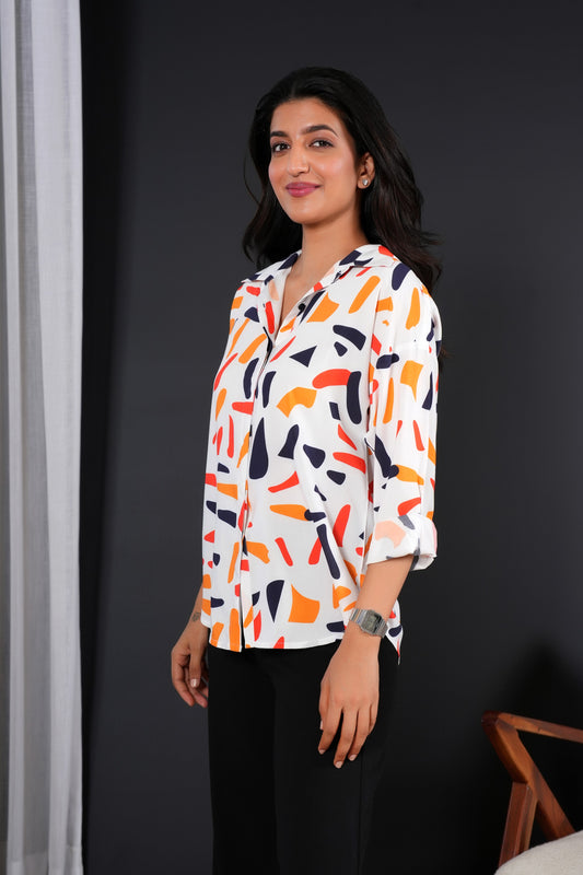 Women's Full Sleeve Shirt – Tropical Print Viscose Resort Wear