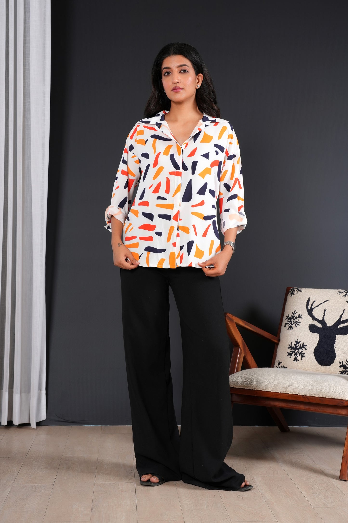 Women's Full Sleeve Shirt – Tropical Print Viscose Resort Wear