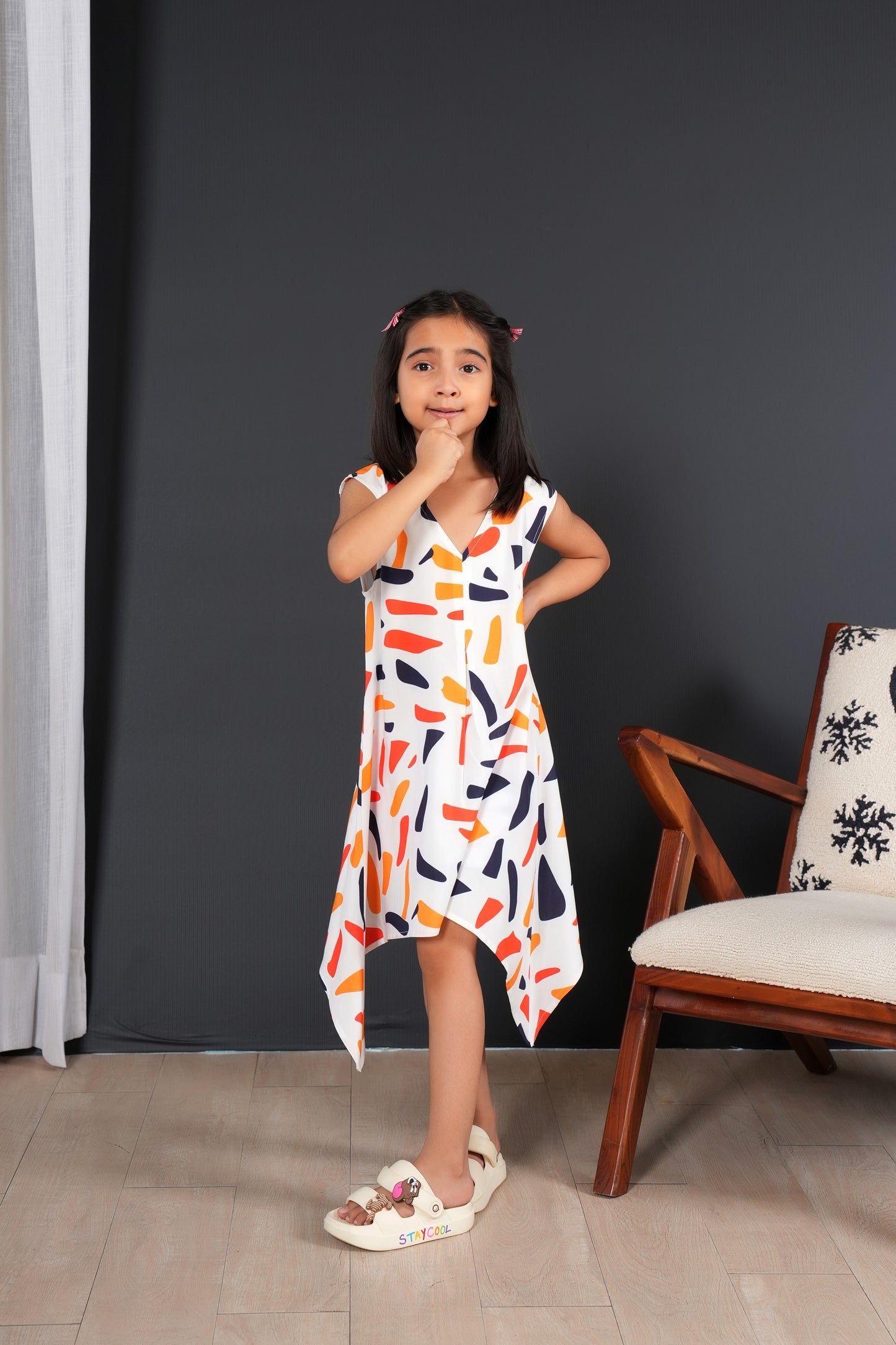 Girls' Sleeveless Midi A-Line Dress – Lightweight Summer Outfit