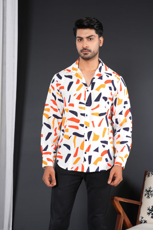 Men’s Full Sleeve Shirt – Tropical Print Lightweight Holiday Wear