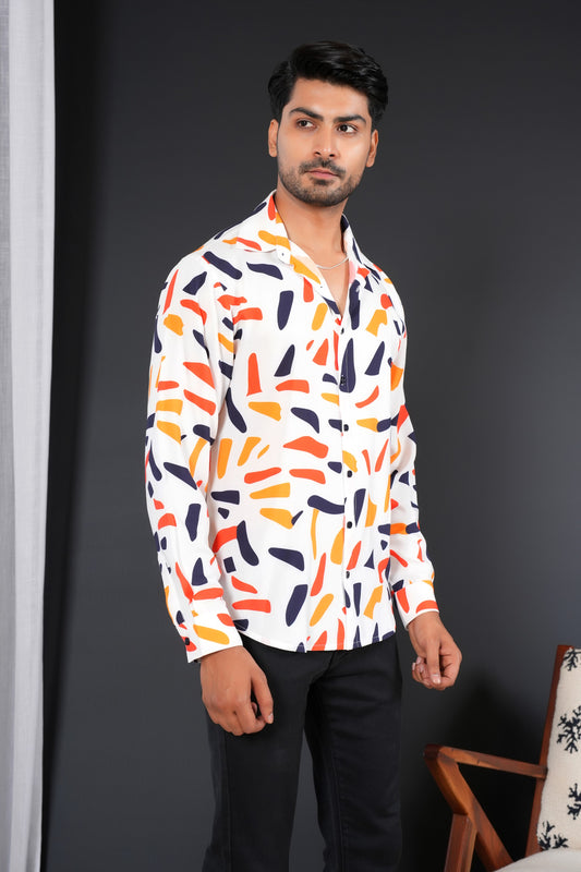 Men’s Full Sleeve Shirt – Tropical Print Lightweight Holiday Wear