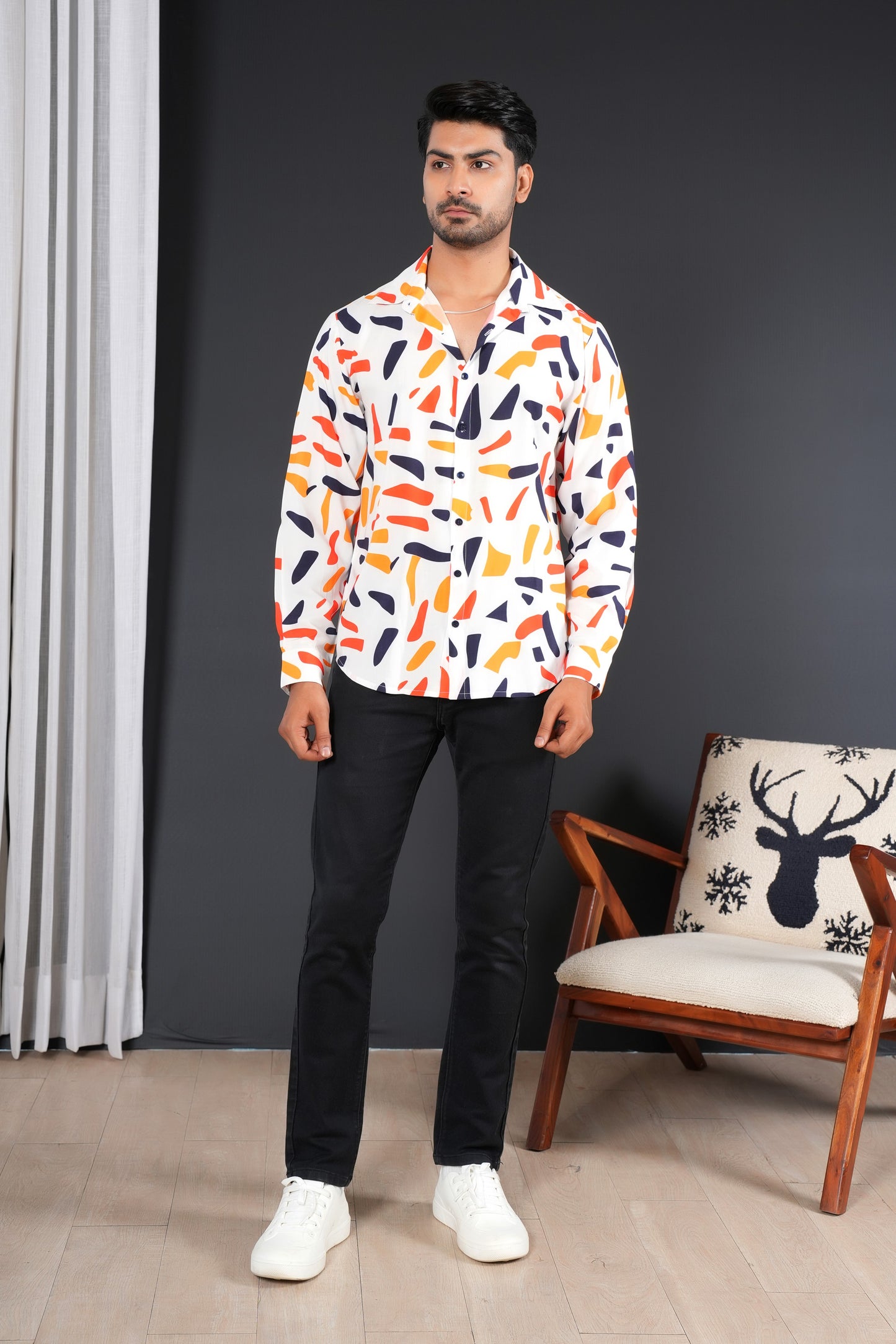 Men’s Full Sleeve Shirt – Tropical Print Lightweight Holiday Wear