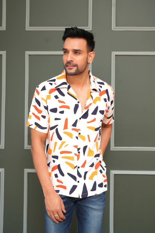 Men’s Short Sleeve Shirt – Cabana Collar Tropical Resort Shirt