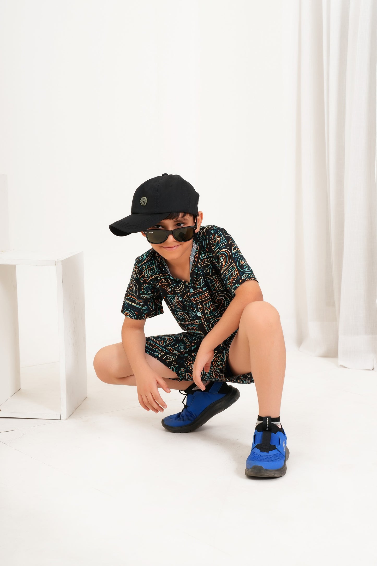 Boy's Co-ord Set – Shirt & Shorts in Tropical Print