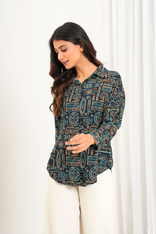 Women’s Tropical Print Shirt - Resortwear Style