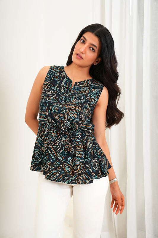Women’s Printed Top – Sleeveless Tropical