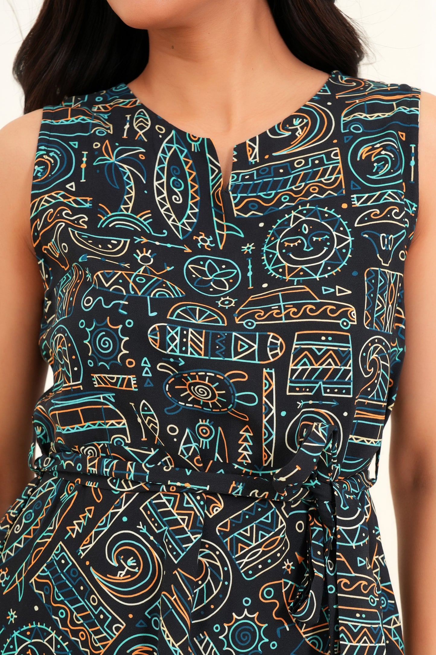 Women’s Printed Top – Sleeveless Tropical