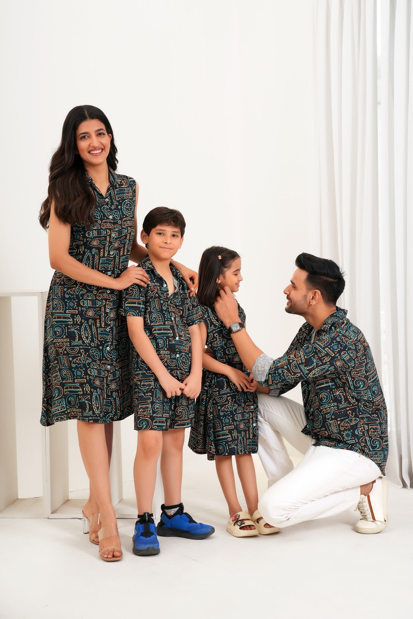 Family Matching Combo – Printed Resort Outfits