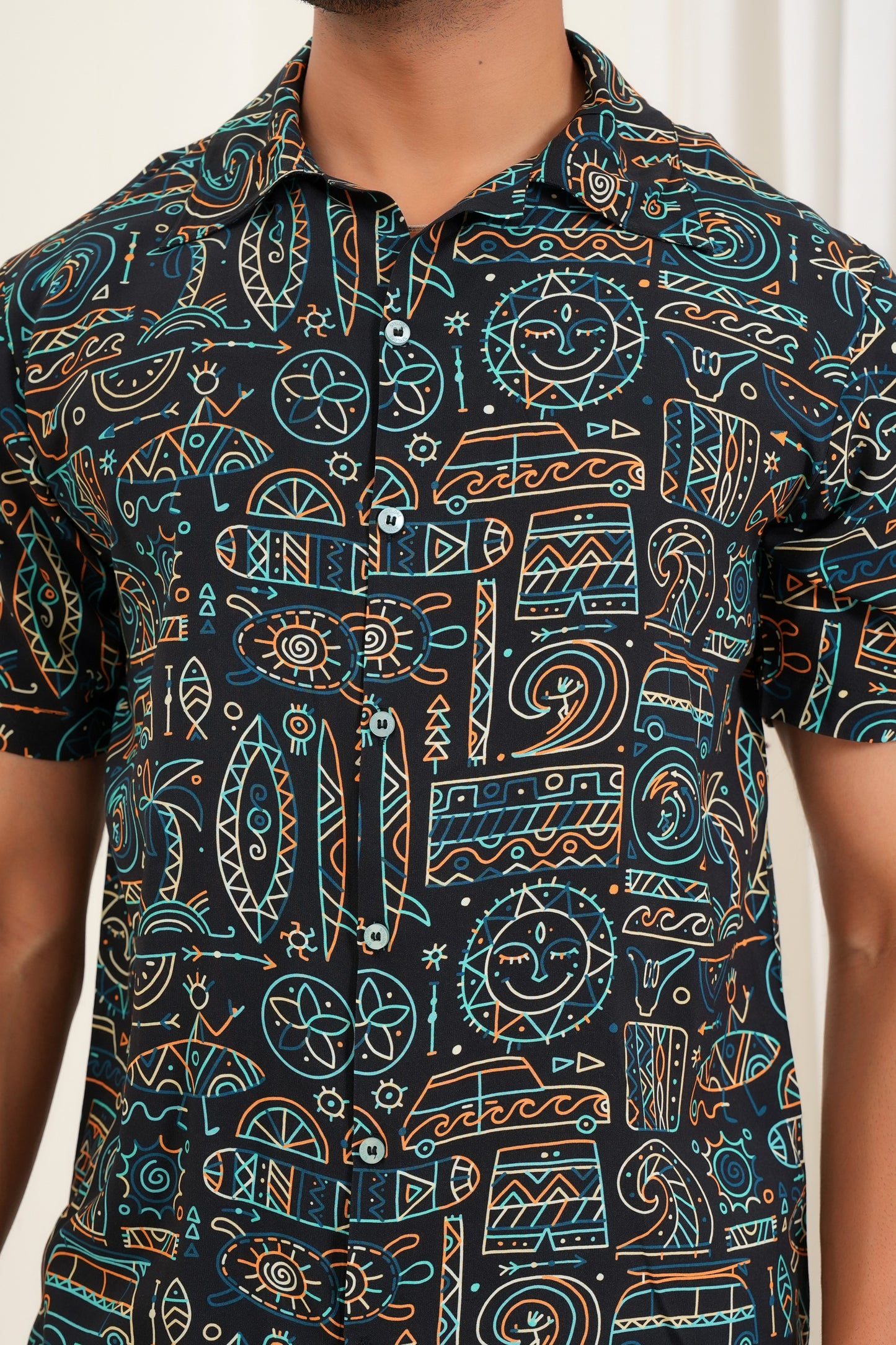 Men’s Matching Shirt and Short Co-ord Set – Printed Statement Look