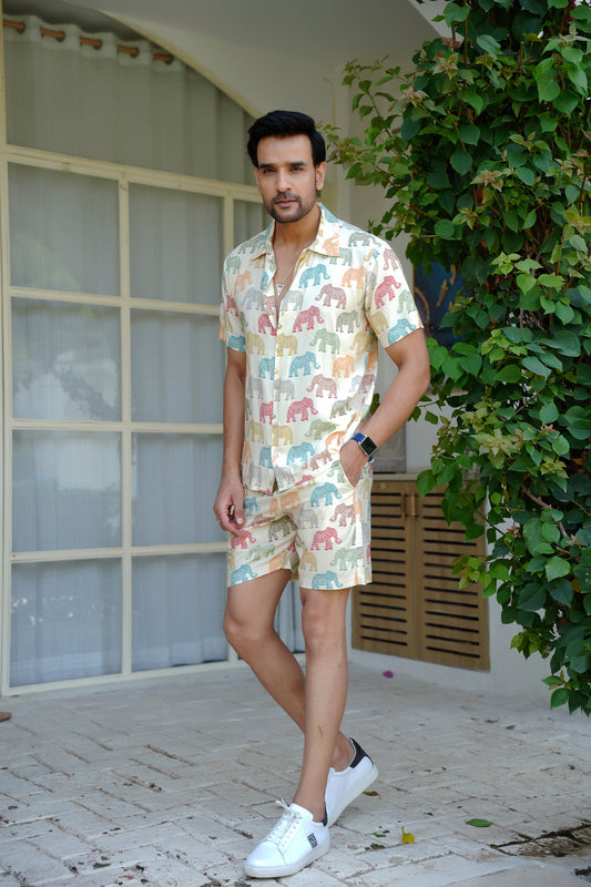 Mens Beach Co Ord Set – Tropical Shirt and Shorts Outfit for Vacation Pool Party and Resort Holiday