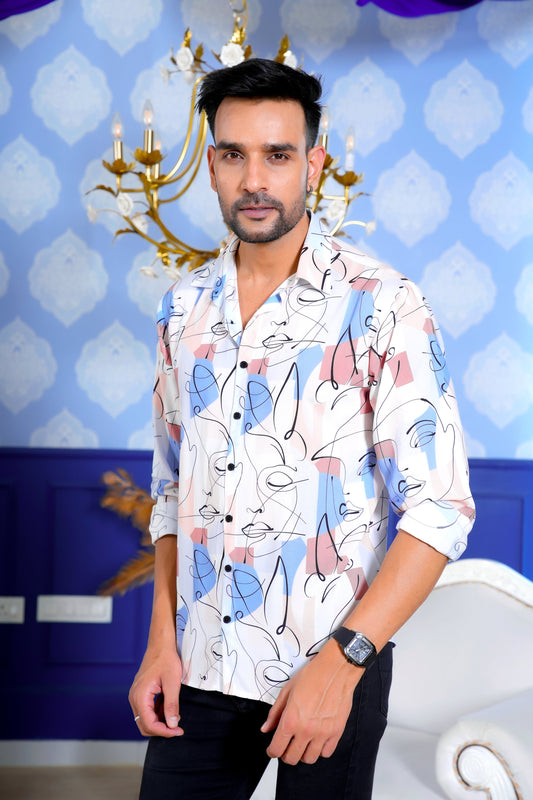 Men’s Full Sleeve Shirt – Tropical Print Lightweight Holiday Wear