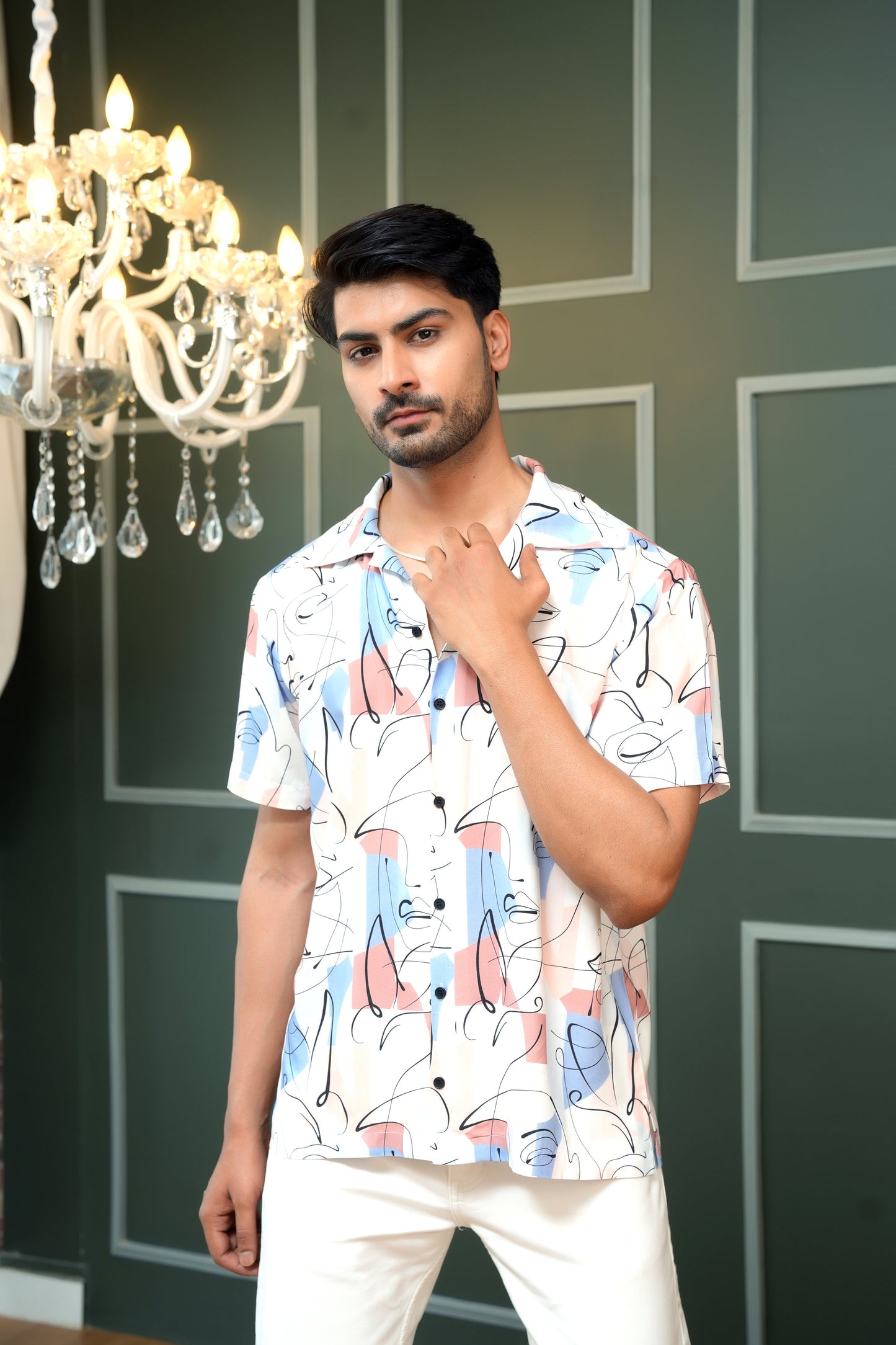 Men’s Short Sleeve Shirt – Cabana Collar Tropical Resort Shirt