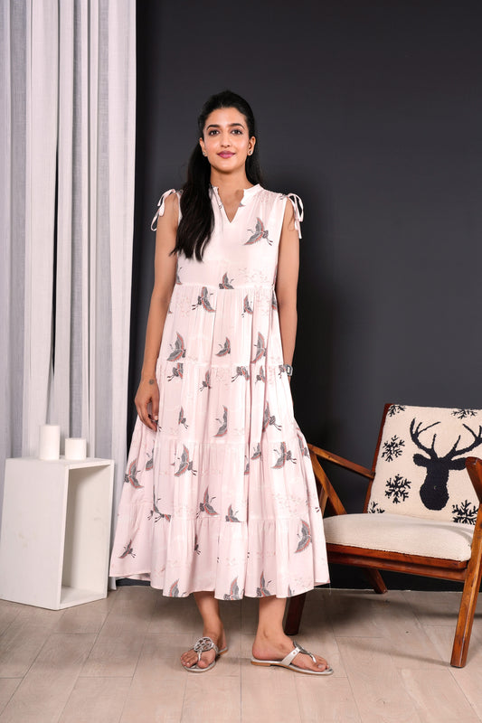 Women’s Sleeveless A-Line Midi Dress – Lightweight Beach Style