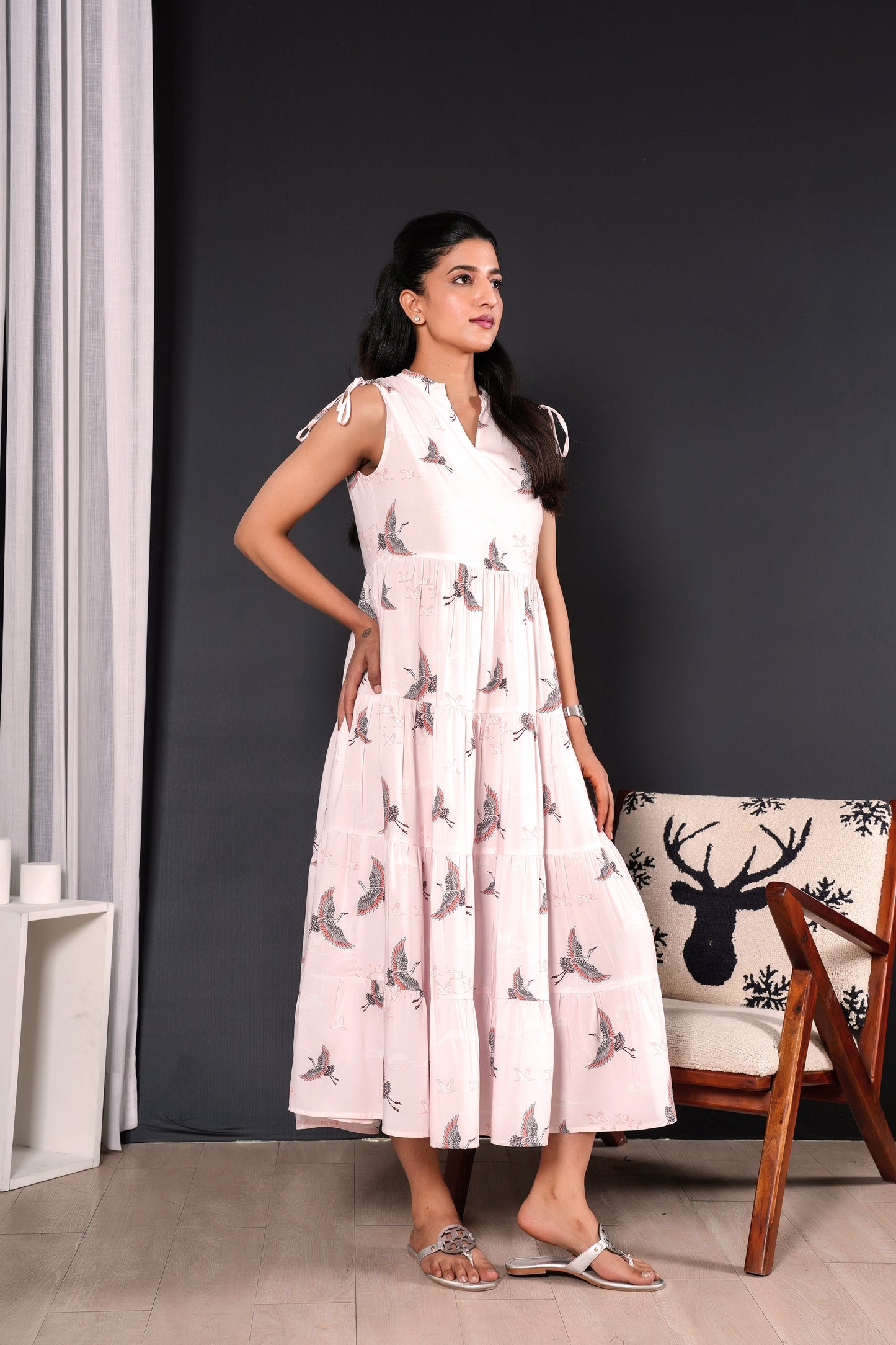 Women’s Sleeveless A-Line Midi Dress – Lightweight Beach Style