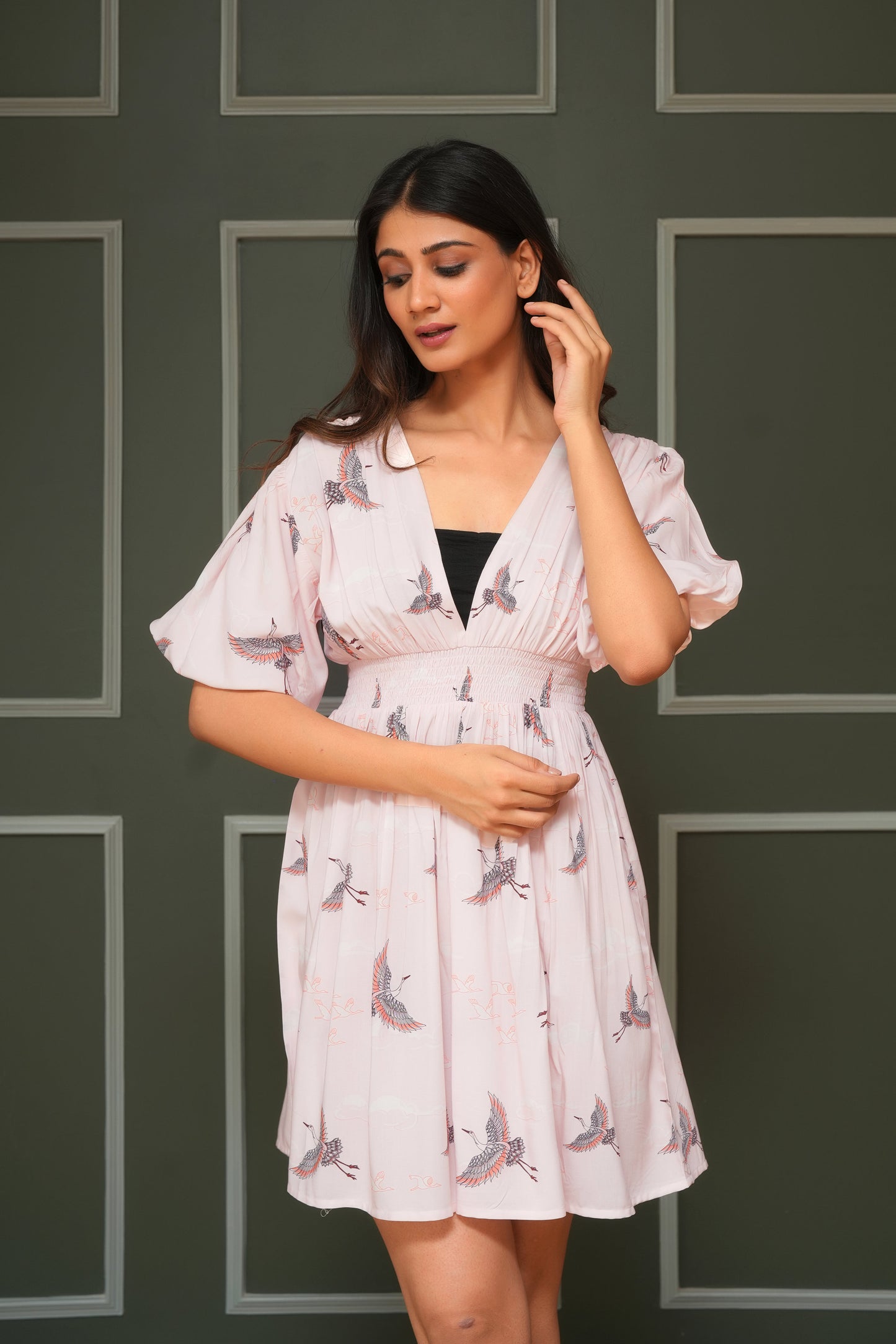 Short A-Line Dress for Women – Tropical Printed Vacation Wear