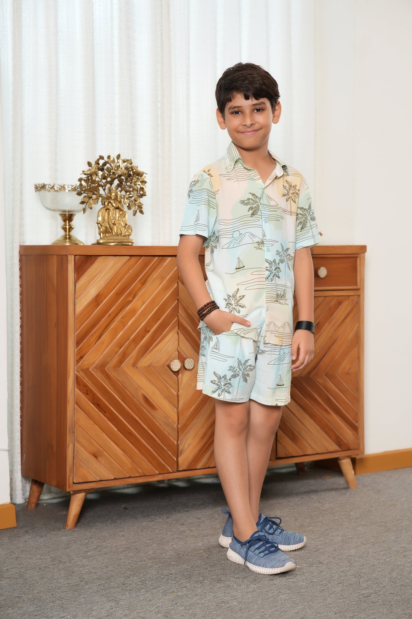 Boy’s Island Retreat Co-Ord Set – Fun Shirt & Shorts for Vacation Adventures