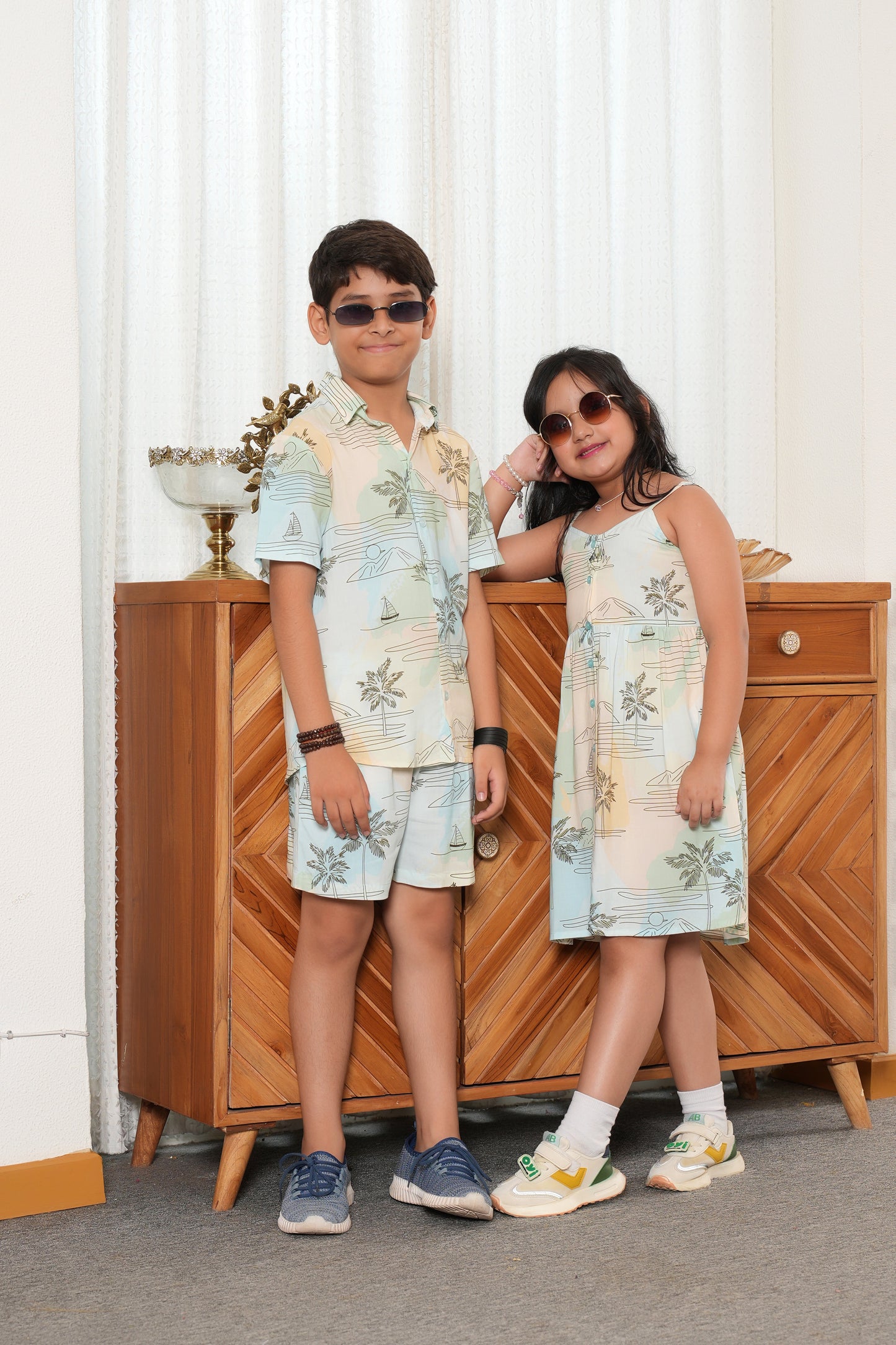 Brother & Sister Matching Outfits – Island Holiday Dress & Shirt Combo
