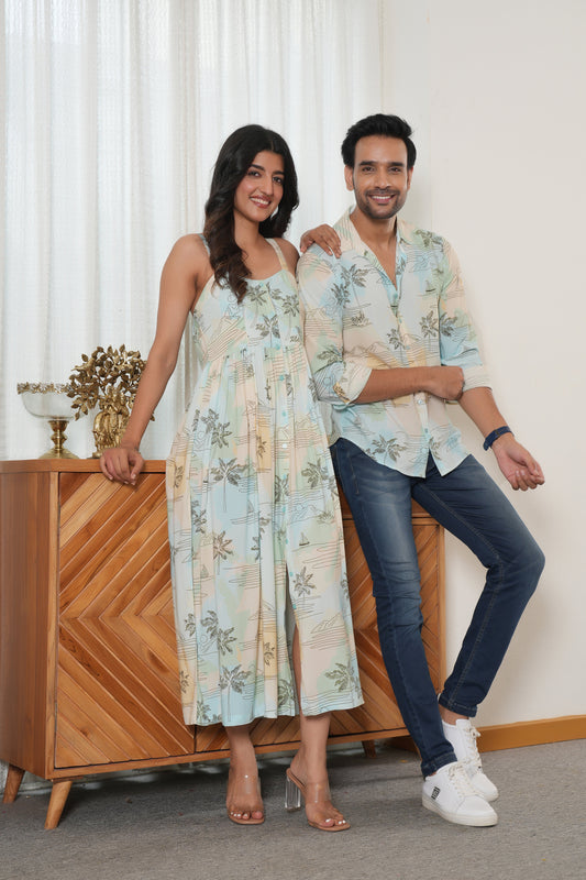 Couple Matching Outfit – Shirt & Dress Combo for Beach Vacations