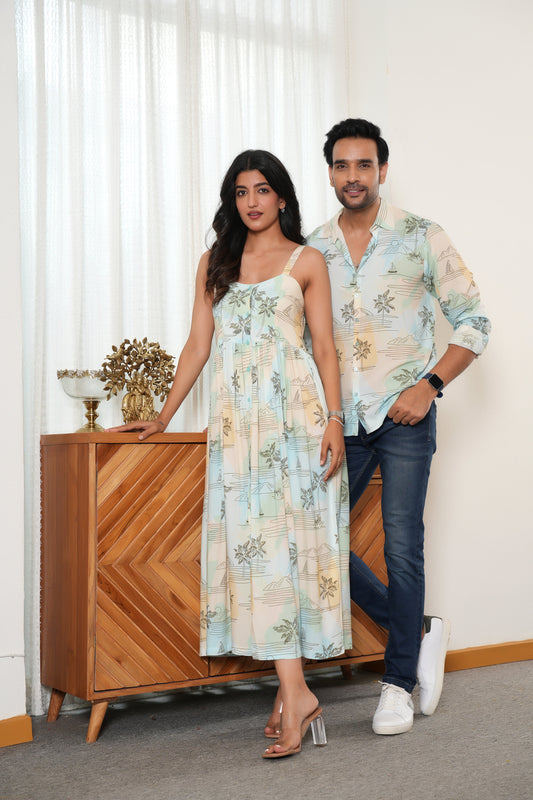 Couple Matching Outfit – Shirt & Dress Combo for Beach Vacations