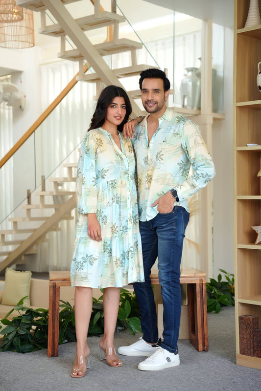 His & Her Resort Outfits – Matching Shirt & Maxi Dress Set