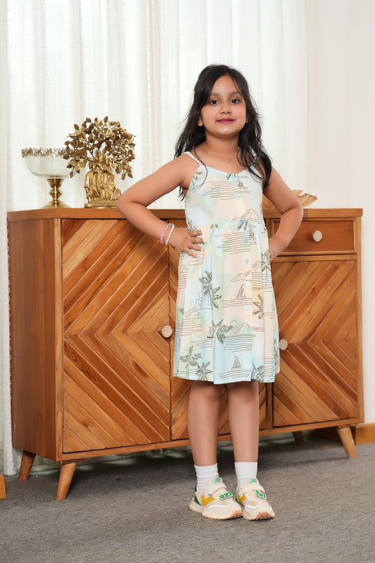 Girl’s A-Line Midi Dress – Playful Summer Vacation Wear