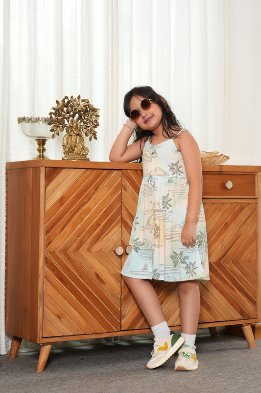 Girl’s A-Line Midi Dress – Playful Summer Vacation Wear
