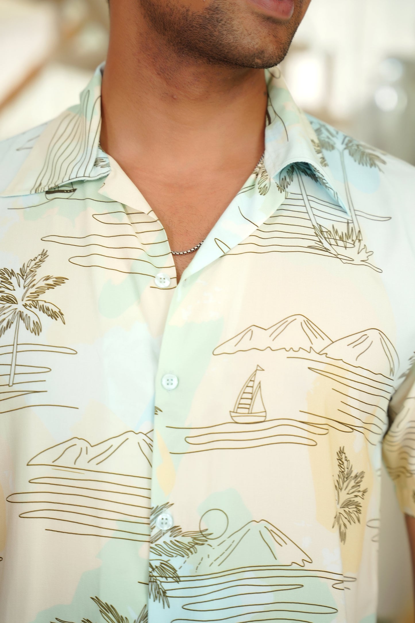 Men’s Island Co-Ord Set – Shirt & Shorts Vacation Outfit