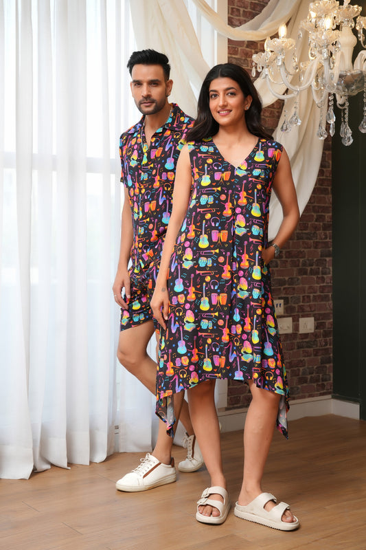 Couple Tropical Print Combo – Shirt & Dress Set