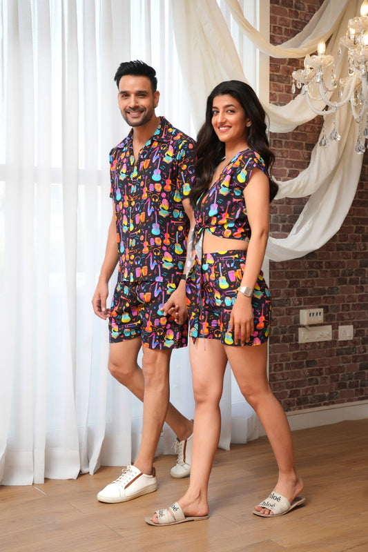 Couple Printed Co-Ord – Matching Shirt & Shorts