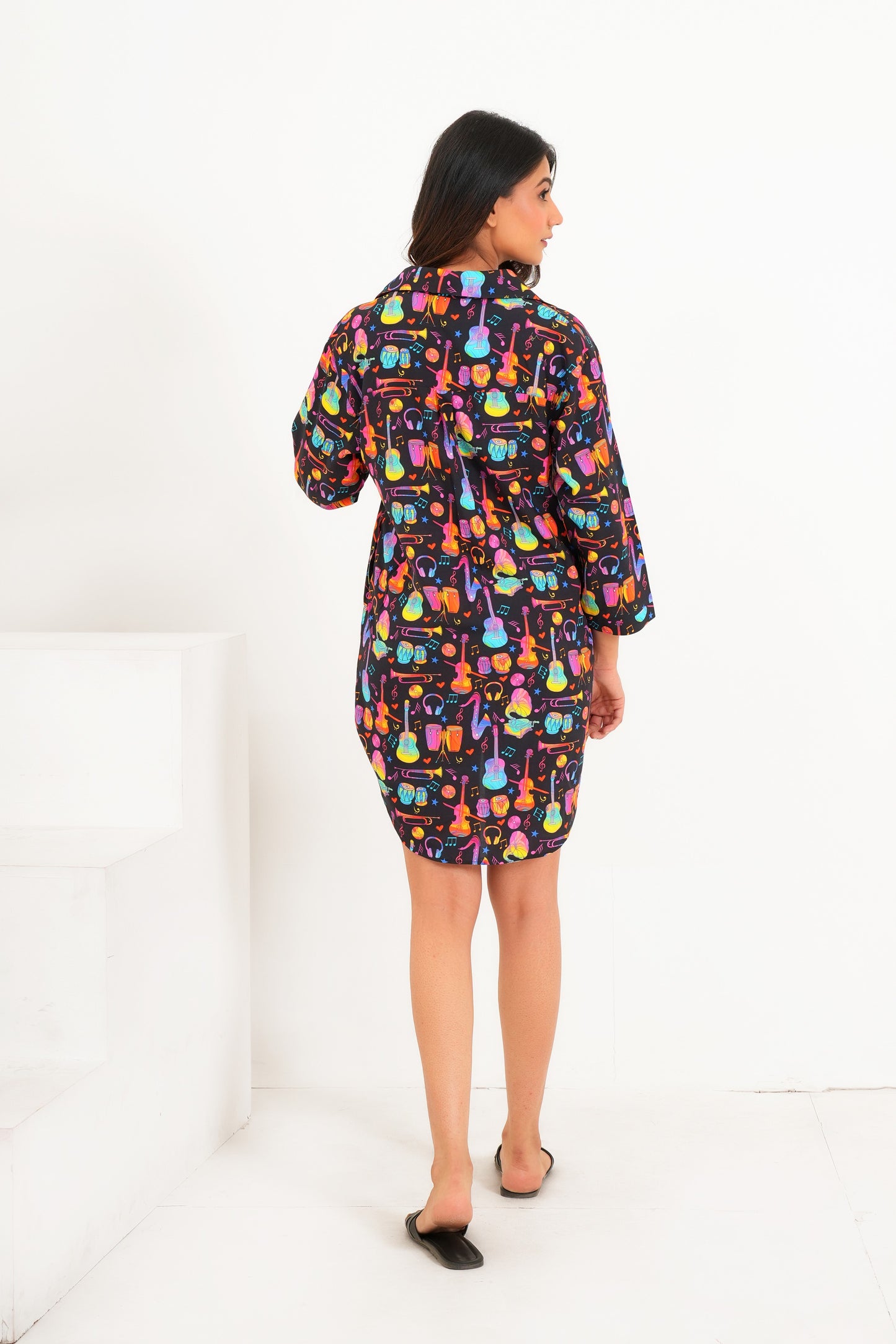 Women’S Tropical Print Shirt Dress – Casual Holiday Wear