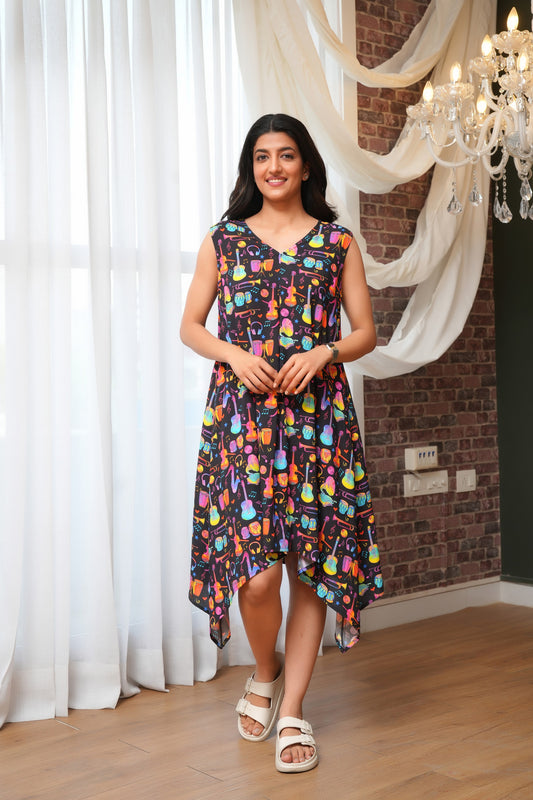 Girls’ Printed Midi Dress – Resortwear Style