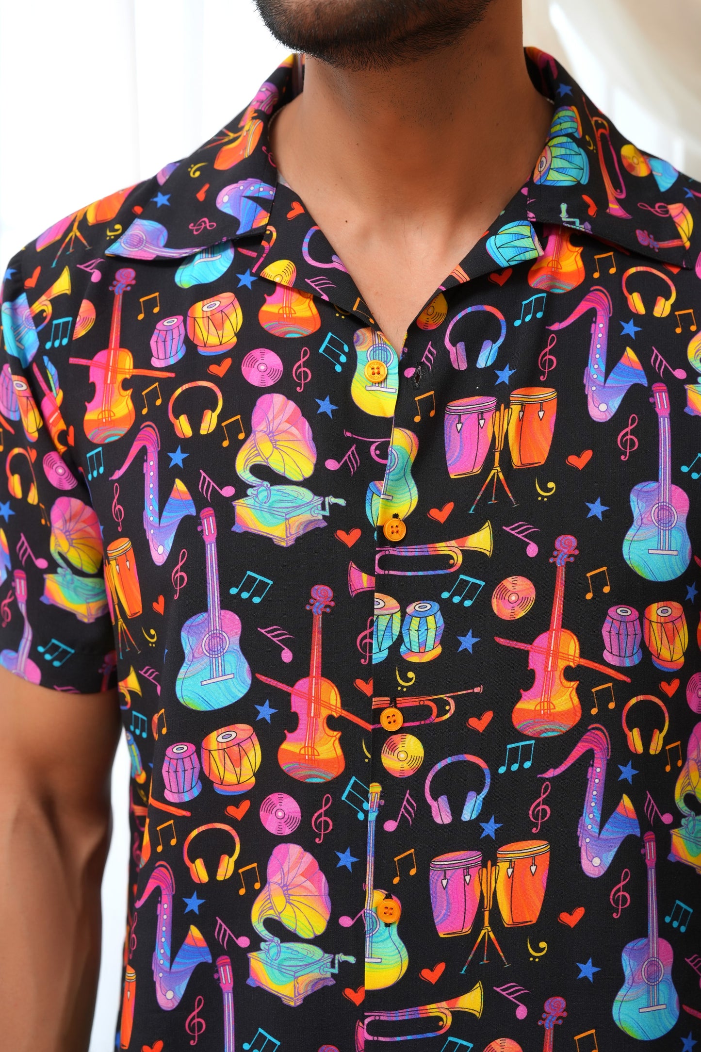 Men’S Printed Shirt – Short Sleeve, Statement Casual