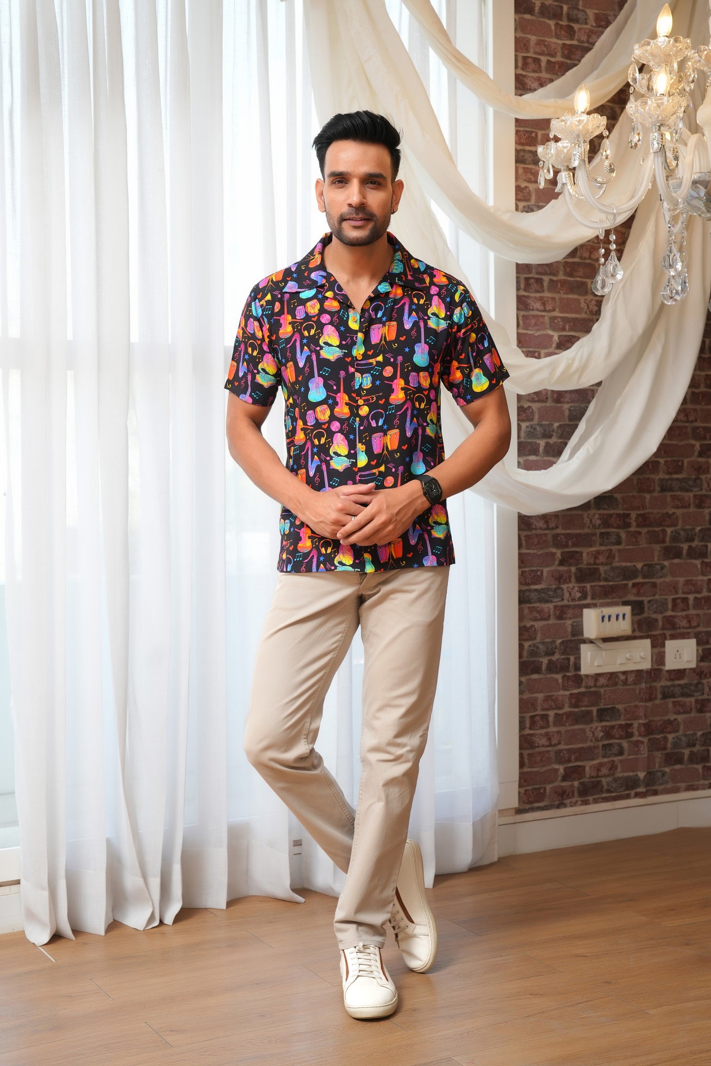 Men’S Printed Shirt – Short Sleeve, Statement Casual