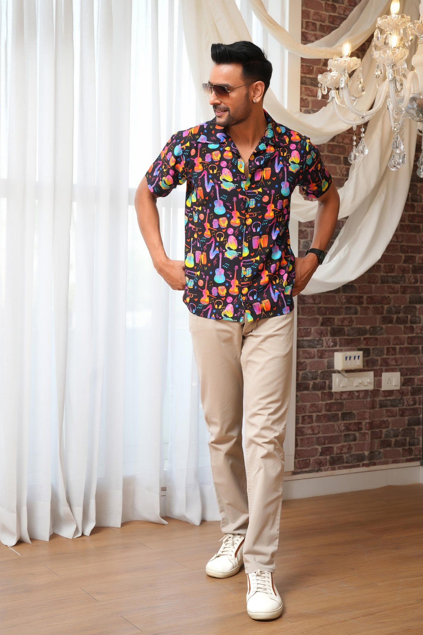 Men’S Printed Shirt – Short Sleeve, Statement Casual